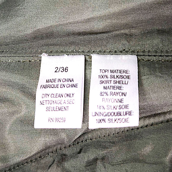 Vera Wang Strapless Ruched Silk Bodice Velvet Bubble Hem Dress Olive Green 2 NWT - Picture 5 of 7